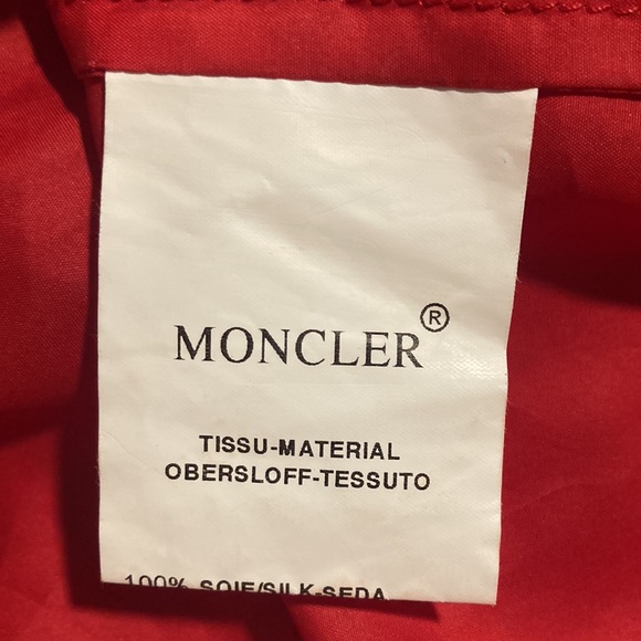 MONCLER vintage red silk long windbreaker - Picture 7 of 13